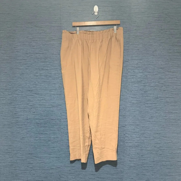 Ann Taylor Pull On High Waisted Paperbag Pants Size XL Tan - Picture 1 of 10